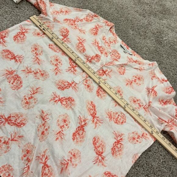 Emily Daniels Button Front pineapple side Tie blouse Top Size XL Linen Blend NEW - Picture 10 of 16